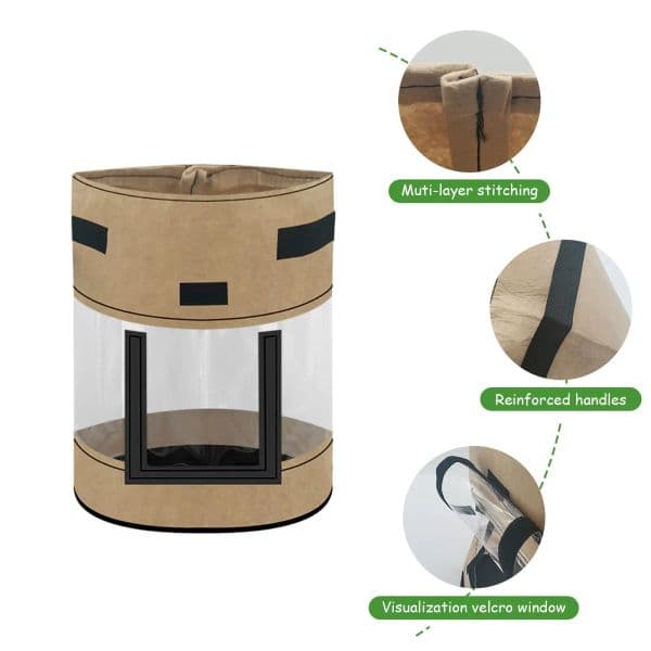 3PCS Transparent Grow Bag Easy to Harvest Transparent Planter Pot with Flap and Handles For Potato Tomato