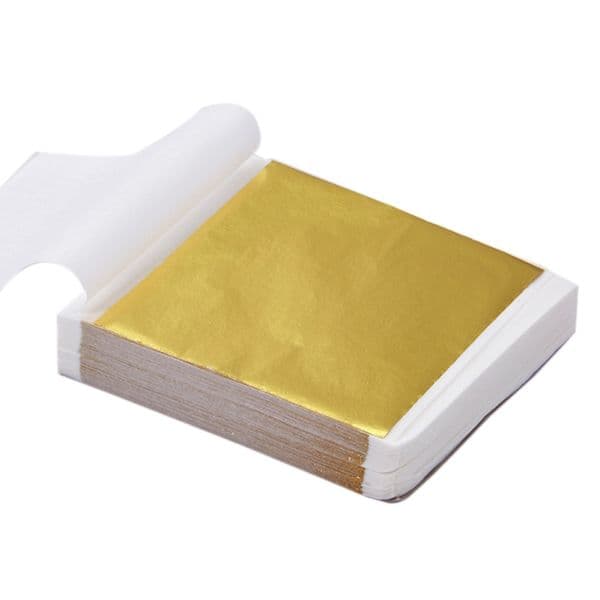 Aomily 9x9cm 100 Sheets Practical K Pure Shiny Gold Leaf for Gilding Funiture Lines Wall Crafts Handicrafts Glitter Paper
