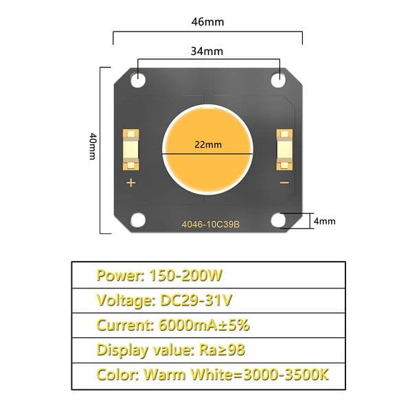 COB LED Grow Light Chip 150W 200W DC29-31V Full Spectrum 6000mA Grow Light Indoor Plants Nursing Flowers