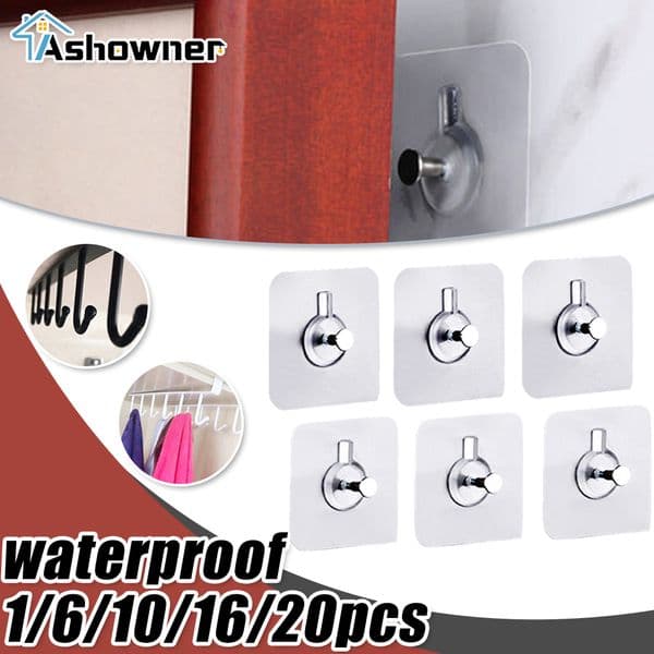 Strong Self Adhesive Wall Hooks Clear Closet Cabinet Shelf Pegs Poster Nails Wall Hangers Kitchen Bathroom Screw Holder Hanger