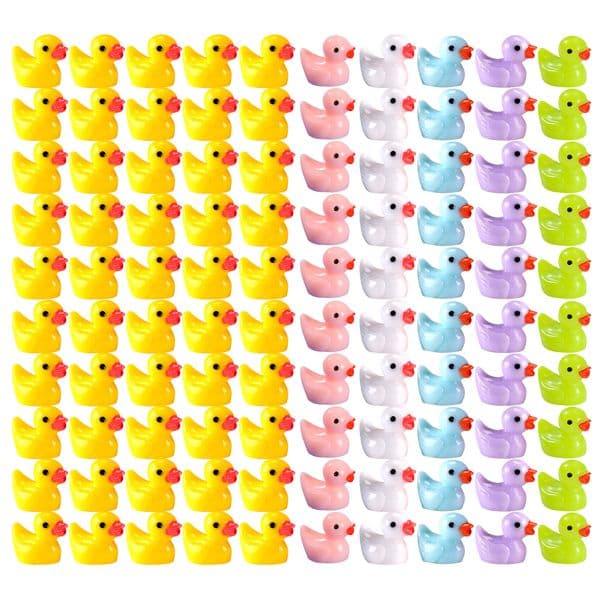 100pcs Mini Resin Ducks Ornament Miniature Dollhouse Crafts Fairy Garden Landscape Aquarium Fish Tank Home Plants Decorations