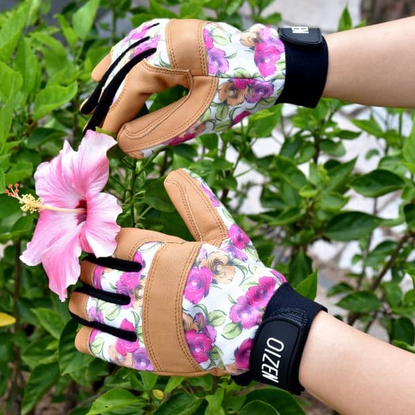 1 Pair Goatskin Leather Garden Gloves for Women Thorn Proof Working Gardening Gloves for Weeding Digging Planting Rose Flower