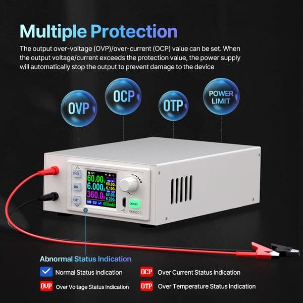 RIDEN RK6006-C 60V 6A 4 digit Adjustable AC to DC Step Down Voltage Bench Power Supply