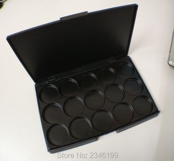 10pcs/lot 15grids Matte Black Eyeshadow Powder Case, DIY Lip Balm Packaging Box, Plastic Empty Lipstick Cosmetic Container