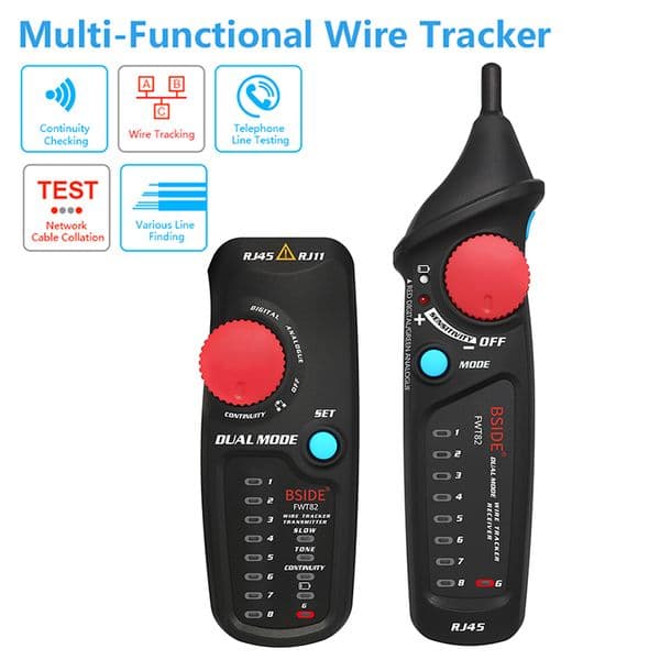 FTW82 Digital and Analog Dual Mode Network Cable Tracker Wire Tester RJ45 RJ11 Ethernet LAN Tracer Analyzer Detector Line Finder