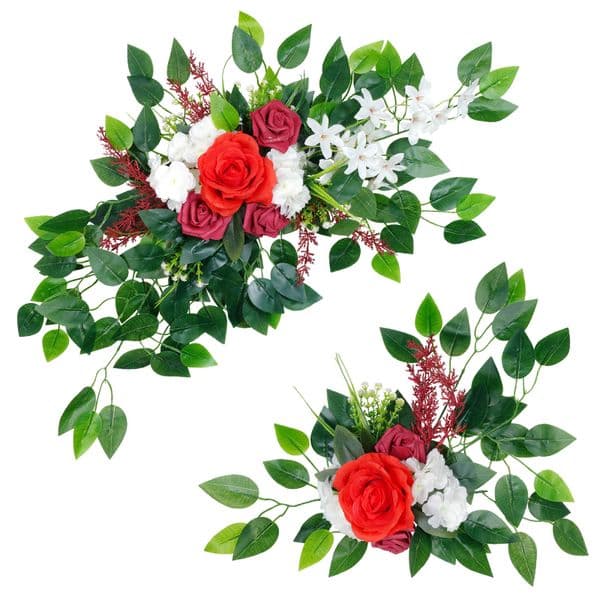Artificial Wedding Arch Flowers Kit Boho Dusty Rose White Eucalyptus Garland Drapes for Wedding Decorations Welcome Sign