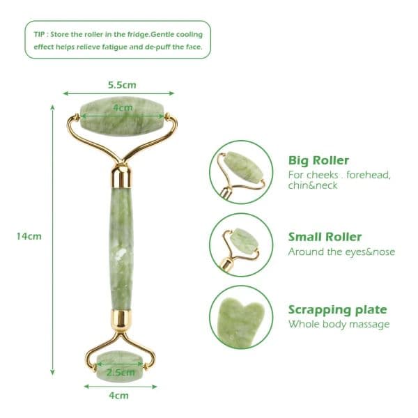 Double Heads Jade Roller Face-lift Set Natural Xiuyu Facial Massage Roller Gua Sha Board Set Body Slim Neck Thin Skin Care Tools