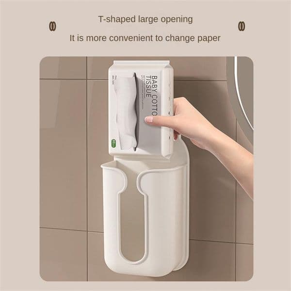 Wall-mounted Tissue Box White Strong Load-bearing Pull Smooth Nail-free And Drill-free Preferred Material Storage Supplies Blue