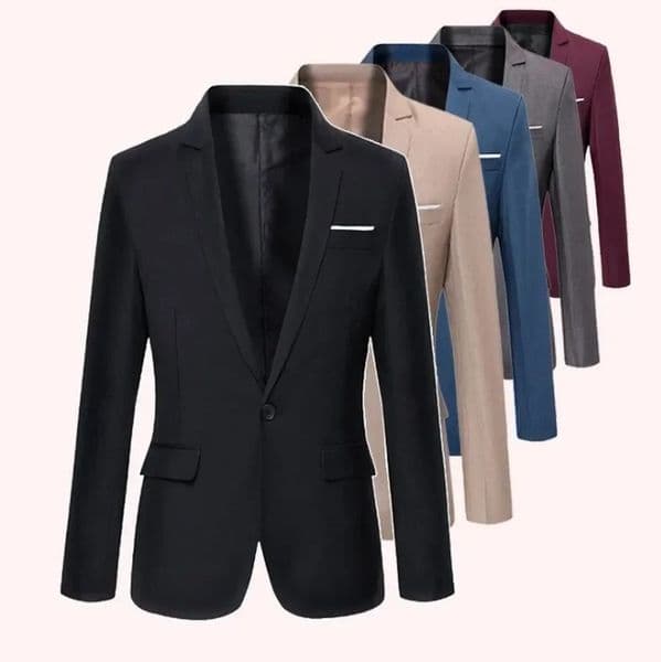 Mens Leisure Slim Fit Lapel Collar One Button Blazer Business Jacket Korean Style Solid Color Overcoat Formal Sut Clothing 240930