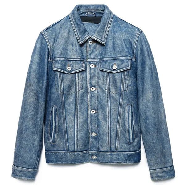 Vintage Blue 507 Casual Genuine Leather Jacket Men Real Cowhide Slim Bomber Coat Mens Autumn Male Clothes 240910