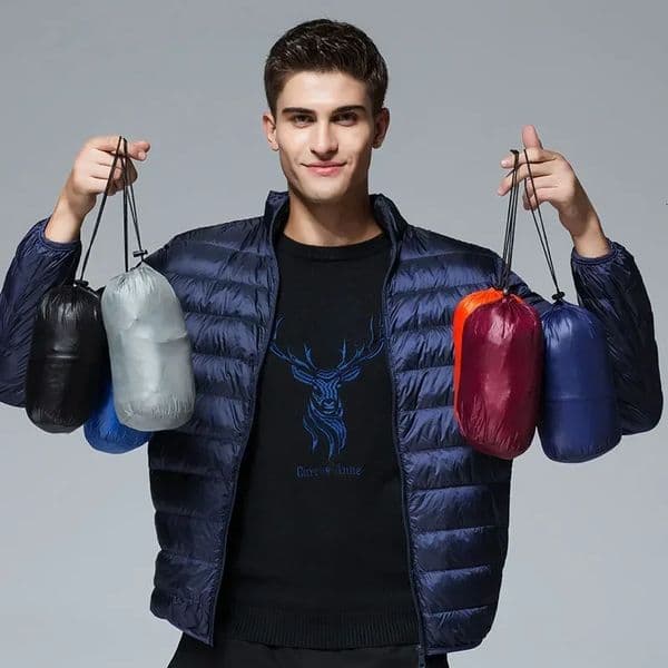 UETEEY autumn and winter ultra light white down jacket mens waterproof casual outdoor portable lightweight mens apron jacket 240923