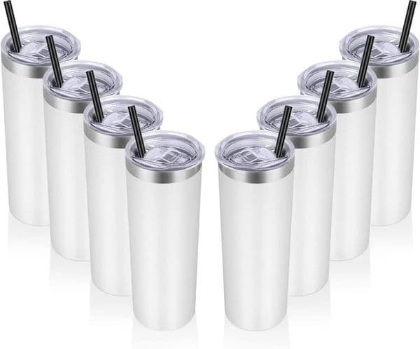 Stainless steel drum bulk 8 packs 20 ounces vacuum insulated slimming with lid and straw double wall coffee cup 240927