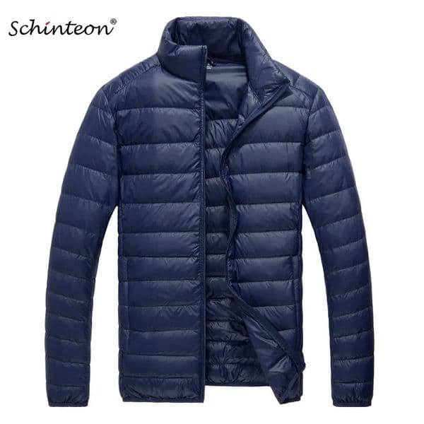 Sinton Mens Ultra Light White Down Jacket Thin Bracket Collar Solid Color Simple Autumn Coat 240930