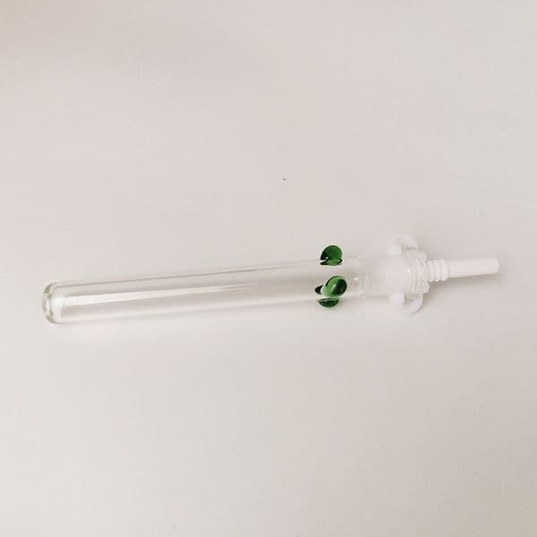 Clear Glass Nector Straw Kit with Ceramic Tip - Includes Plastic Clip & Three-Colored Dot Design (4.8 Inches)