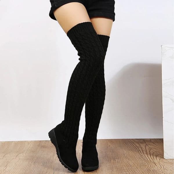 Autumn/Winter Knitted Wool Womens Long Sleeve Long Sleeve Elastic Tight Boots 250226BJ