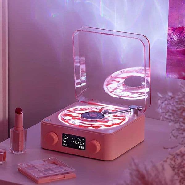 New Arrival Waves vinyl player BT speaker with white noise retro turntable speaker sleep assist Vitrola shaped speaker with RGB lights T250321