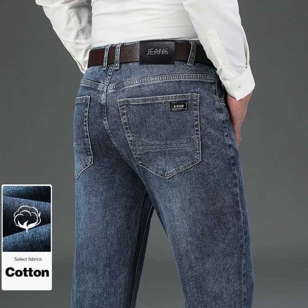 Autumn new mens business casual jeans 95% pure cotton comfortable elastic retro straight denim pants brand classic Trouser mens style W241004