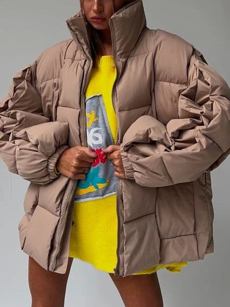 Winter Jackets for Women 2024 Thick Warm Loose Fashion Quilted Jacket Women Interchange High Street Green Winter Coat 240930