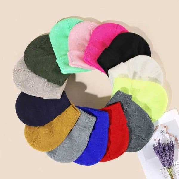 Women Men Fluorescent Color Warm Beanie Hat Autumn Winter Stretch Knitted Crochet Beanies Hat Cap Black Red White Navy PinkX241005