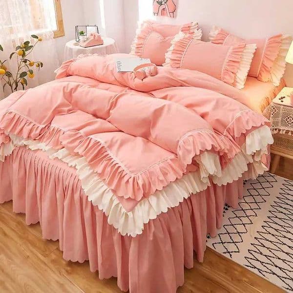 WOSTAR pink princess style down duvet cover bed sheet pillow box 2-person deluxe double bed 4-piece set/large size M241005