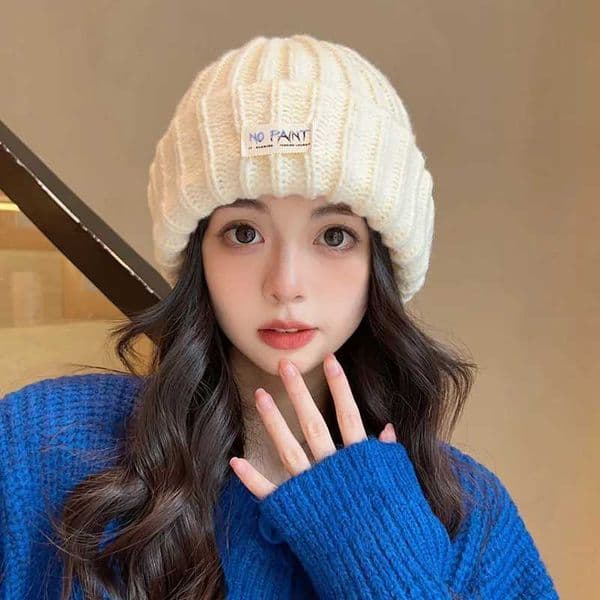 Women Solid Color Elastic Knit Wool Beanies Hat Female Girl Autumn Winter Ear Warmer Skullcaps JK Korean Soft Ski Riding BonnetX241005