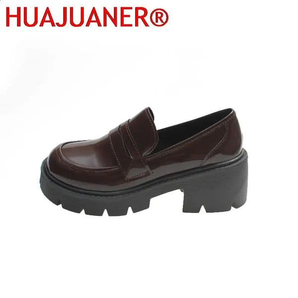 Huajun womens shoes spring/summer British punk platform shoes slide onto Loafers fashionable small leather shoes for women 240930