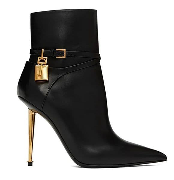 Classic Golden Heel Short Boots Designer Golden Ankle Lock Boots Leather Side Zipper Pointed Casual Boots Autumn/Winter Formal Shoes