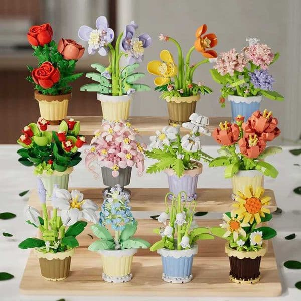 Creative eternal flower basket building block education assembly toy DIY handmade Valentines Day gift W241005