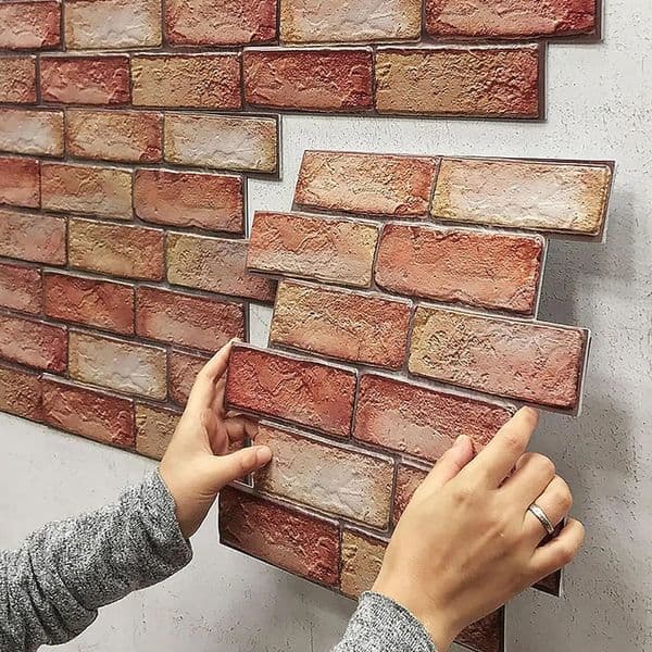 10 pieces of self-adhesive waterproof 3D wall panel peeling rod tile wallpaper retro sticker bathroom wallpaper 240929