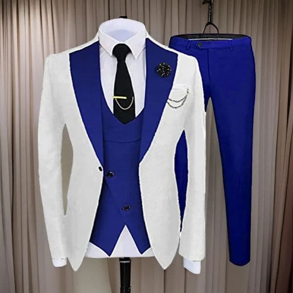 Slim Fit Formal Men Suits For Wedding Wide Notched Lapel Groom Tuxedo 3 Pcs Male Fashion Jacket With Vest Pants 2024