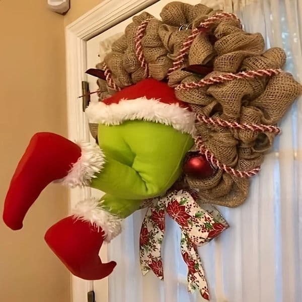 2026 17.72Inch Thief Wreathchristmas Elf Leg Christmas Burlap Wreath Holiday Decoration 240925 Free Shipping