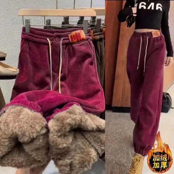 Super Thick Women Winter Plush Thicken Warm Pants Loose Leggings Casual Sports Sweatpant Jogger 251223BANJIA