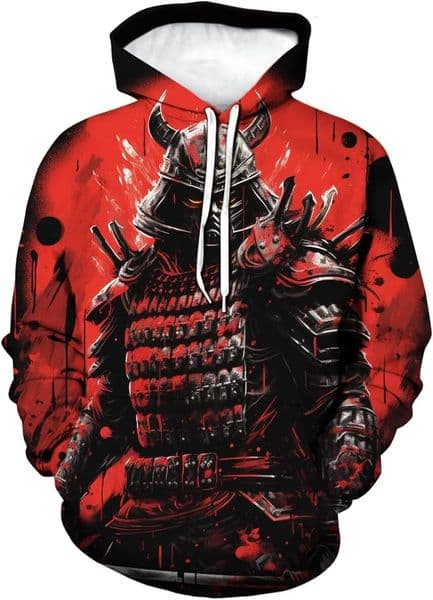 Hoodie for Mens Womens Mens Japanese Samurai Graphic Hoodies Novelty 3D Printed Skull Hoodie Sweatshirt Graphic Hoodies sweatshirt Pullover Long Sleeve