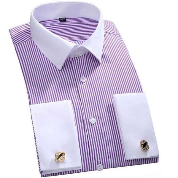 M~6XL Mens French Cufflinks Dress 2023 New White Long Sleeve Formal Business Button Mens Shirt Regular Suitable Cufflinks Shirt X2410071