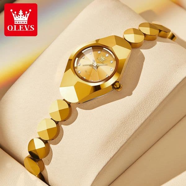 OLEVS 7007 Original Quartz Womens Watch Diamond Mirror Waterproof Womens Watch Tungsten Steel Strap Womens Watch 240924