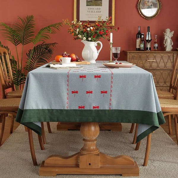 American Three-Dimensional Embroidery Dining Modern Simple Cotton En Light Tea Table Tablecloth Cover Cloth New Style