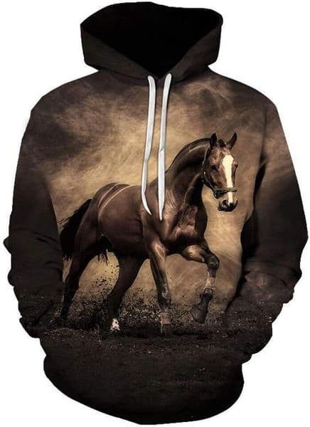 Hoodie for Mens Womens Novelty Horse Print Hoodie Animal 3D Pattern Sweatshirt Hooded Pullover with Pocket Graphic Hoodies sweatshirt Pullover Long Sleeve