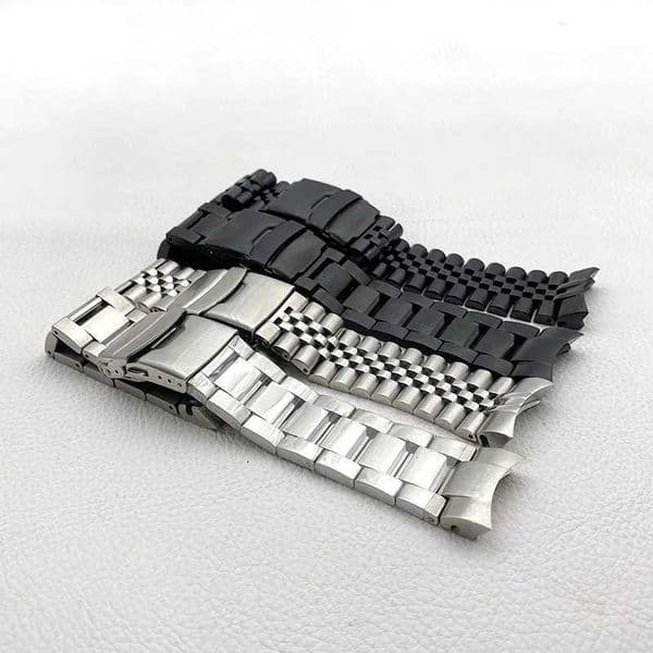NH35 SKX007 SKX009 SRPD Watch Bracelet Stainless Steel 22mm Watch Strap Deployment Folding Buckle Solid Arc End Watch Strap W241007