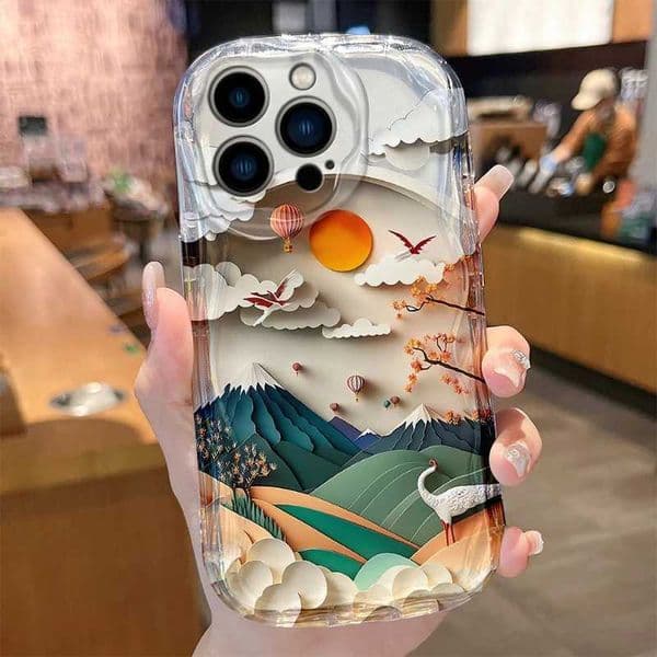 Designer Phone Case Elegant Scenery Wave Case for iPhone 16 15 14 Pro Max 13 12 Mini 11 XS X XR 8 7 Plus SE Soft Shockproof Cover Funda M241008