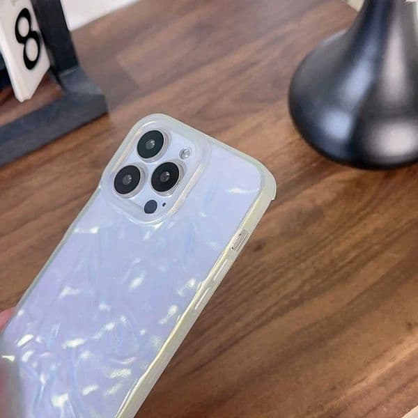 Cellphone Case Transparent pearl white foldable phone case suitable for iPhone 16 15 14 13 12 Mini 11 Pro Max XR X XS Max 7 8 Plus G241008