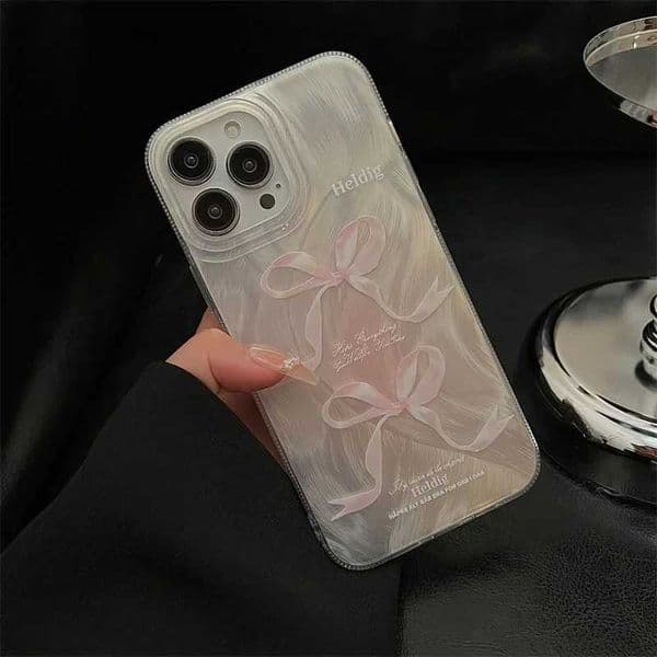 Cellphone Case IPhone 11 phone case Ins Korean gradient pink bow phone case iPhone 16 15 13 Pro Max 12 XS XR X 7 8 Plus cover G241008