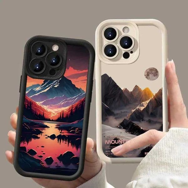 Luxury Case Mountain Lake Landscape Silicone Phone Case Suitable for iPhone 16 15 14 11 13 Pro XS Max Soft Cover 7 8 Plus X XR SE Funda Z241008