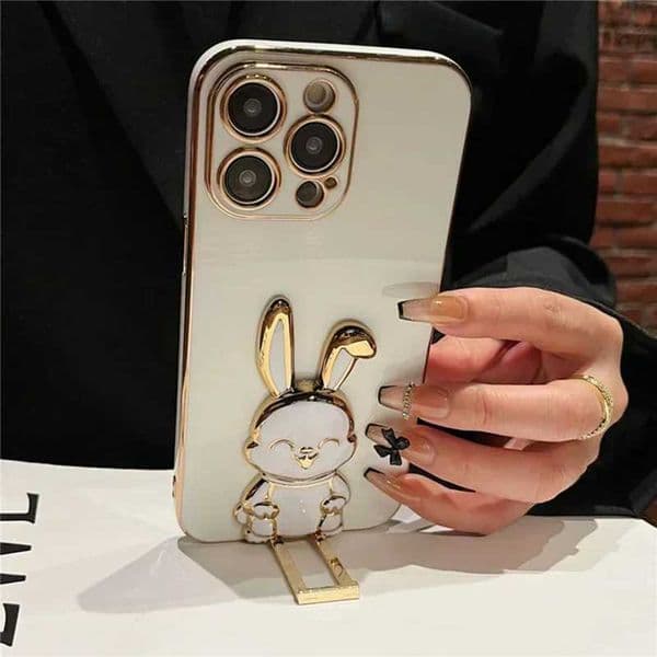 Designer Phone Case Luxurious and cute Rabbit soft phone case suitable for iPhone 16 15 14 13 12 11 Pro Max XS XR 7 8 Plus shock-absorbing silicone bracket cover M241008