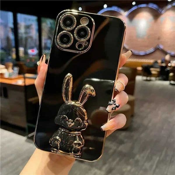Cellphone Case Luxurious and cute Rabbit soft phone case suitable for iPhone 16 15 14 13 12 11 Pro Max XS XR 7 8 Plus shock-absorbing silicone bracket cover G241008