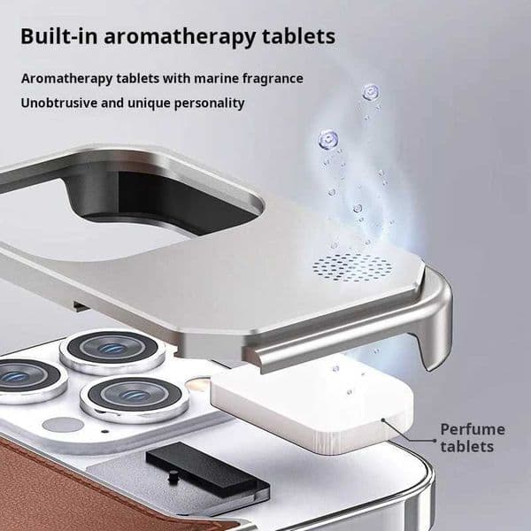 Cellphone Case Luxury leather metal phone case for iPhone 13 14 15 16 Pro Max magnetic aluminum perfume phone cover for iPhone 14 15 16 Promax G241008