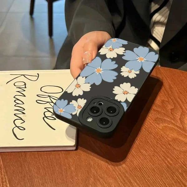 Cellphone Case Summer Blue Large Flower Phone Case for iPhone 16 14 15 13 11 Pro Max X XR XS 7 8 Plus SE Shockproof Silicone Soft Cover G241008