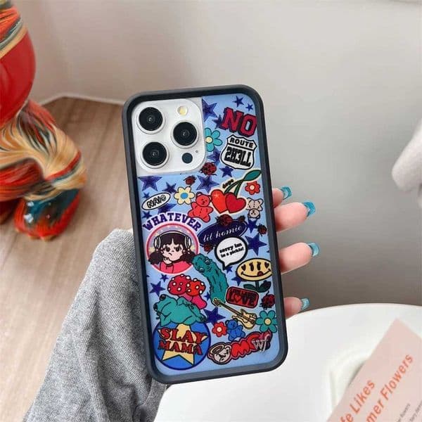 Designer Phone Case Interesting Cartoon Girl Mushroom Illustration Series Graffiti Shockproof Phone Cover iPhone 16 15 14 Pro Max M241008