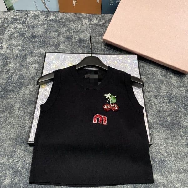 muimuiclothing Tops Women Designer Tank Luxury Vest Pure Cotton Tees Letter Women's Clothing Sleeveless Top For Womens Fashionable High Quality High End ead
