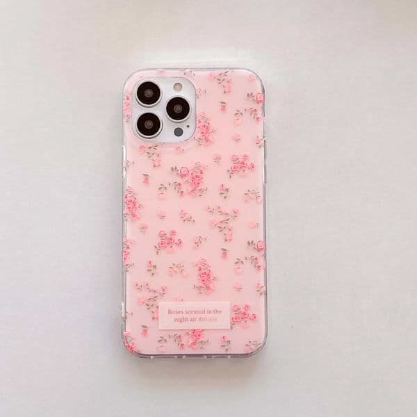 Designer Phone Case Pink blue and white flower IMD shock-absorbing case suitable for iPhone 15 16 Pro Max 11 12 13 Pomax 14 Plus cartoon cute phone case conque M241008