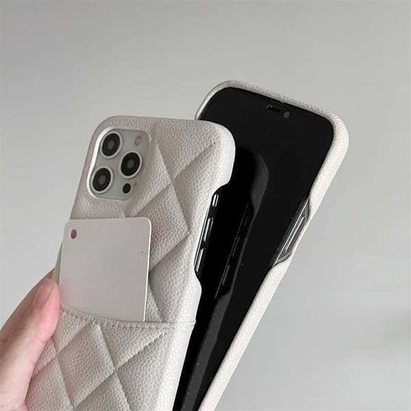 Cellphone Case Crossbody Tether Wallet Phone Case Suitable for iPhone 15 14 12 16 Pro Max 11 Slot Necklace Chain Luxury Geometric Leather G241008